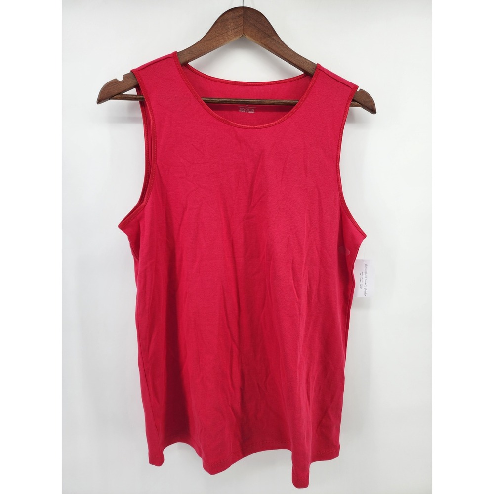 CJ Banks Womens Red Cotton Sleeveless Tank Top Shell Size X
